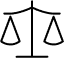 Icône de balance stylisée symbolisant la justice et l’équilibre des droits